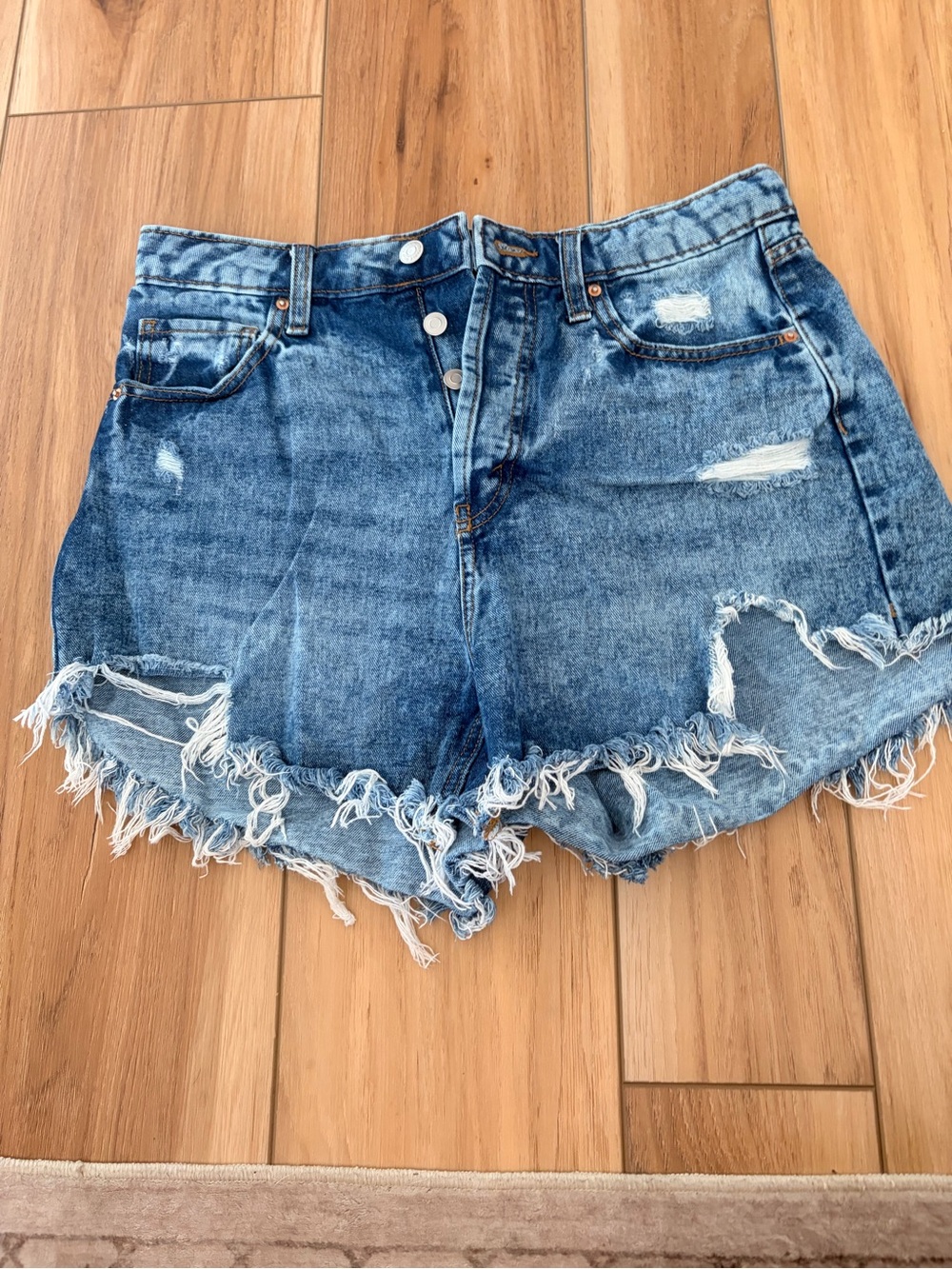 wild fable Distressed Light Blue Frayed Hem Denim Shorts